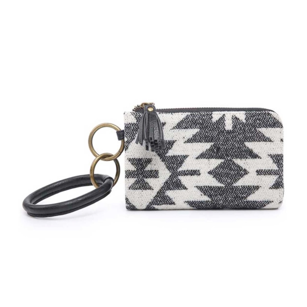 NWT - LIV AZTEC BANGLE WRISTLET/WALLET- BLACK / WHITE